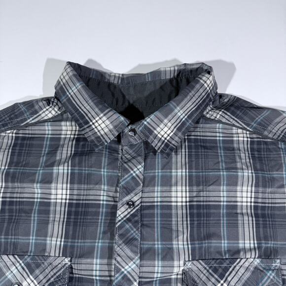 Kuhl Eluxur Short Sleeve Button Down Polyester Shirt Blue Men’s Size Large - Picture 3 of 9